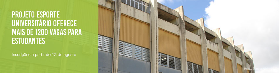 Banner horizontal com foto da fachada do CEFD com o texto projeto esporte universitário oferece mais de 1200 vagas para estudantes