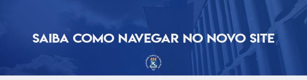 Banner horizontal de fundo azul com o texto: saiba como navegar no novo site