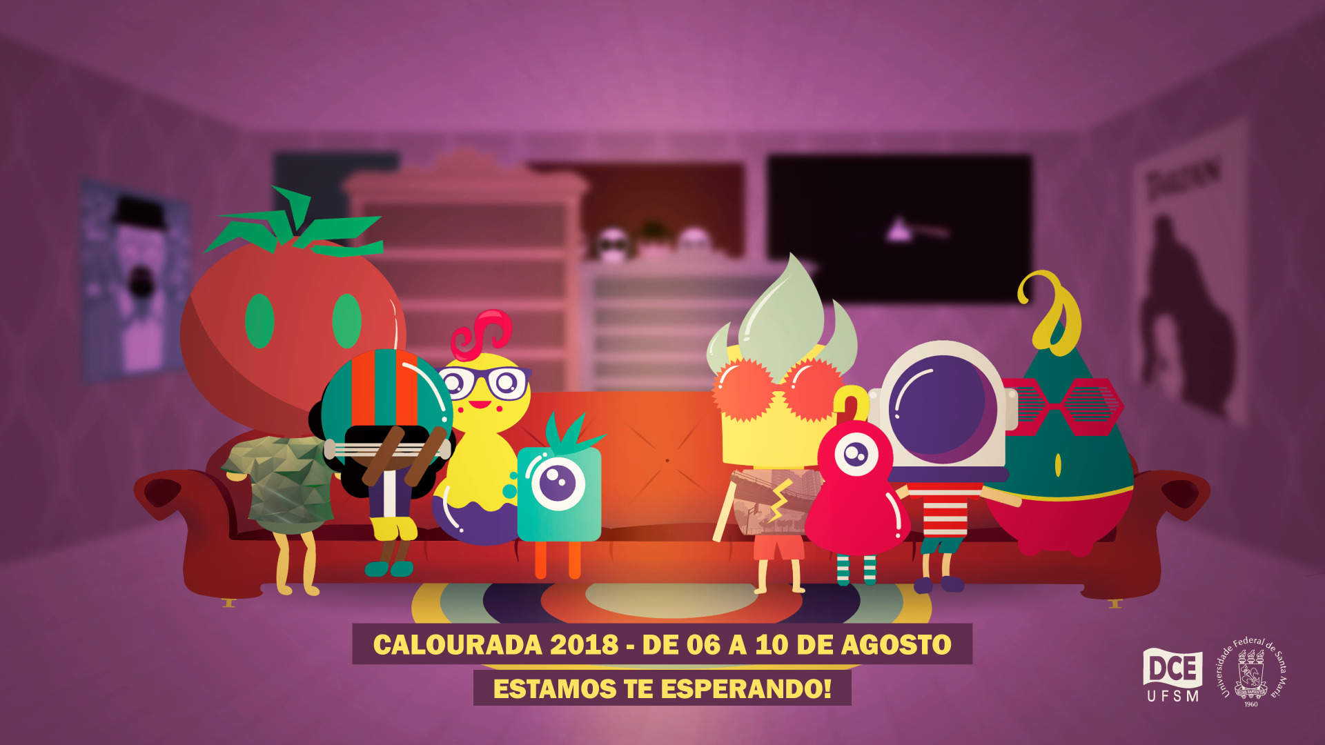 Banner horizontal colorido na Calourada