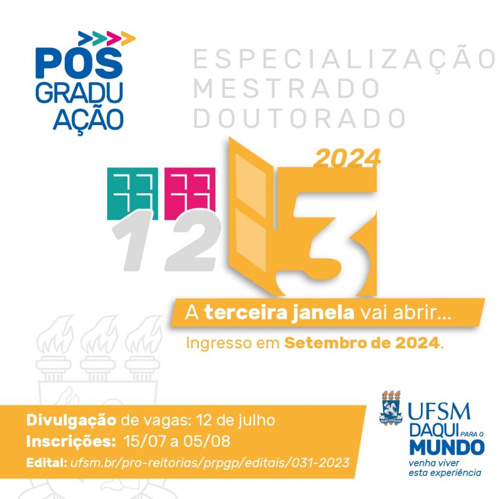Inscrições Abertas Para A 3ª Janela De Seleção E Ingresso Na Pós
