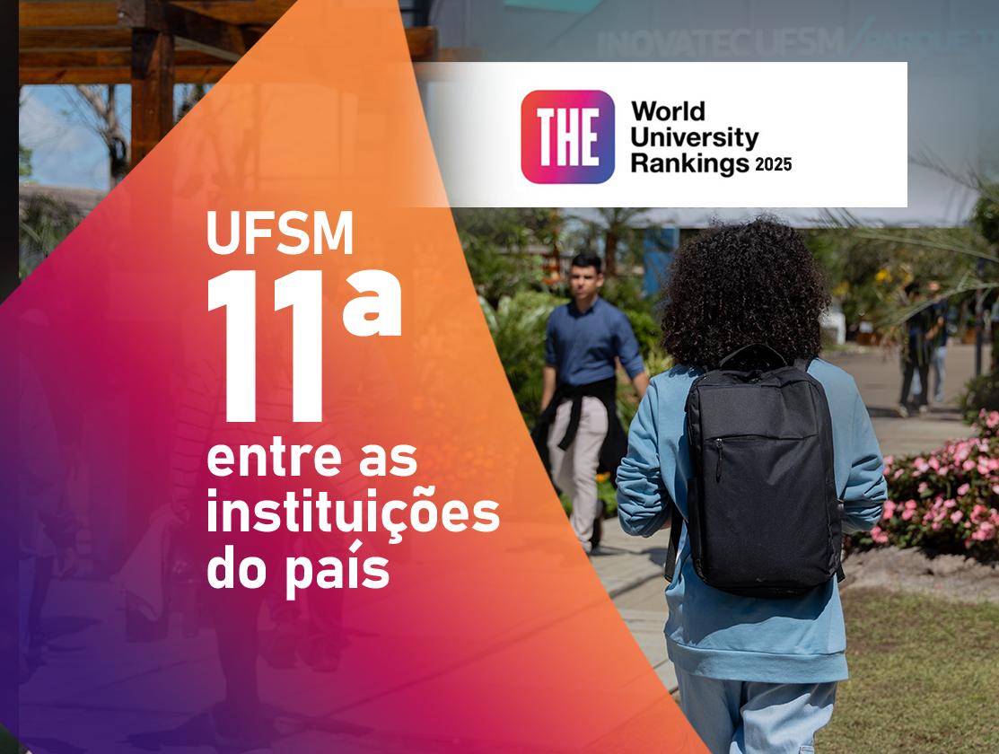 imagem colorida retangular tem uma foto de fundo com uma moça caminhando, de costas, com mochila preta, e do lado esquerdo uma arte semelhante a uma pirâmide em tons de roxo e laranja com as informações sobre o ranking em letra branca