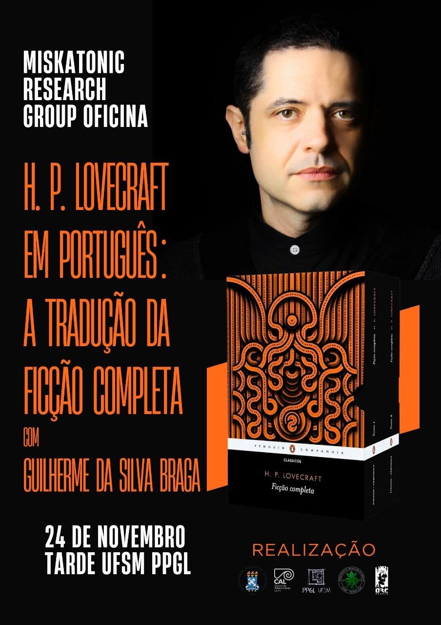 Imagem colorida vertical com a foto do rosto do convidado à direita, um homem branco com cabelos escuros. A imagem traz informações da oficina que constam no texto 