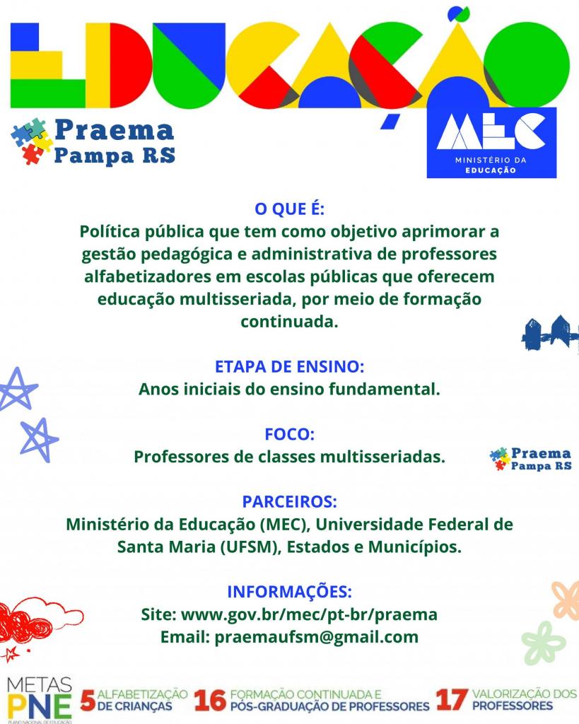 Card com marca do MEC e explicação do Programa como sendo uma política pública para formação de professores. Também são apresentadas informações mais direcionadas, como alfabetização e anos iniciais do ensino fundamental.
