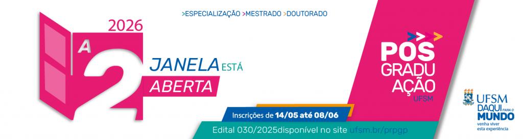 banner colorido horizontal com informações sobre a segunda janela de inscrições para a pós-graduação. A imagem destaca que é a segunda janela.
