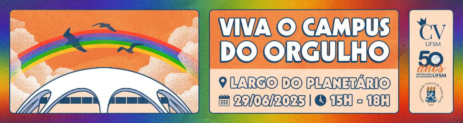 Arte colorida do Viva o Campus do Orgulho