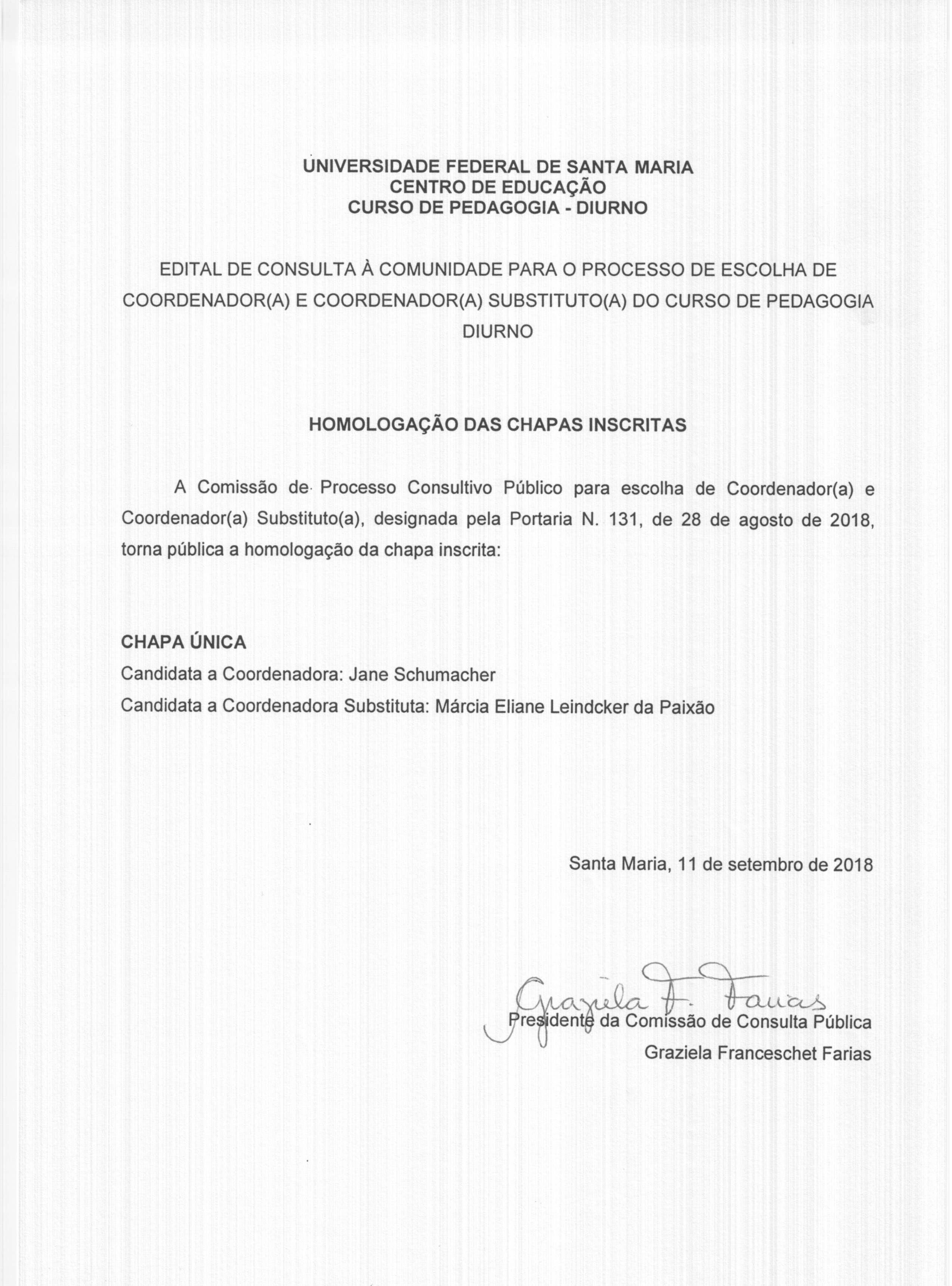 homologao da chapa inscrita 1