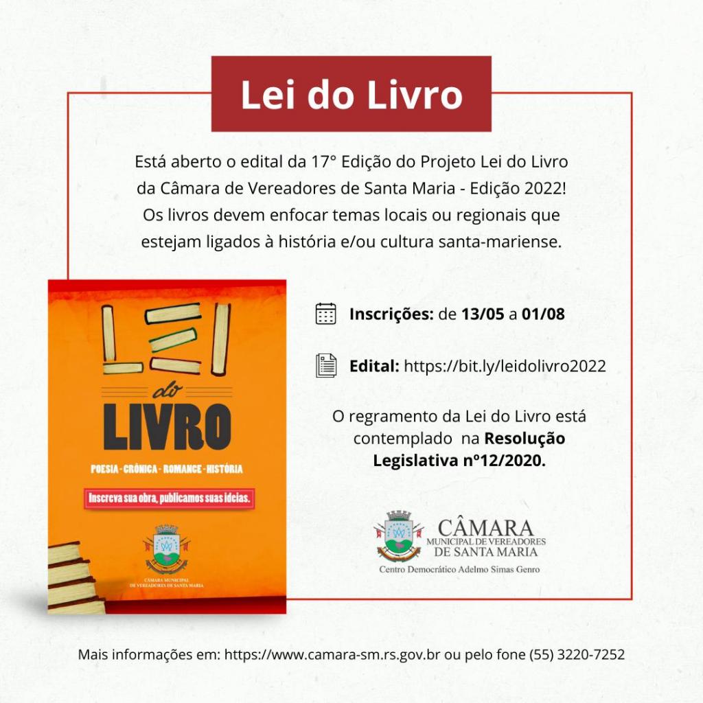 Lei Do Livro Santa Maria Lei Do Livro Santa Maria
