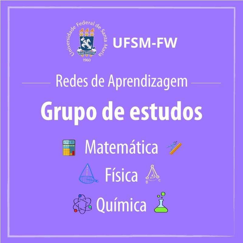 card com fundo roxo com as seguinte escrita em branco "redes de aprendizagem, grupo de estudos, matemática, física e química".