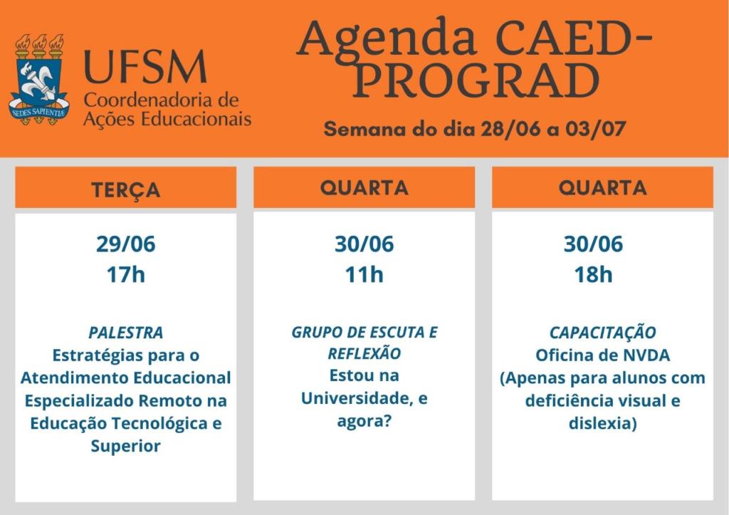 Quadro com a programação mencionada na notícia