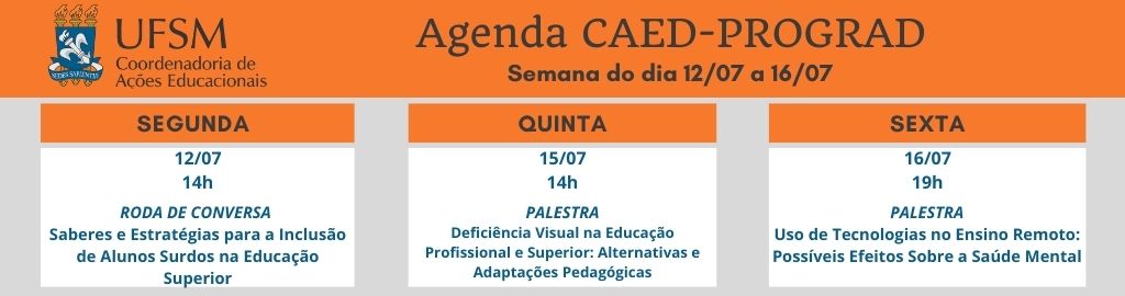 quadro com as datas e títulos das palestras descritos na notícia