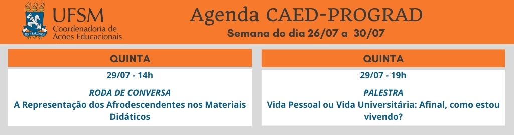 Card com as datas e títulos dos eventos divulgados na notícia
