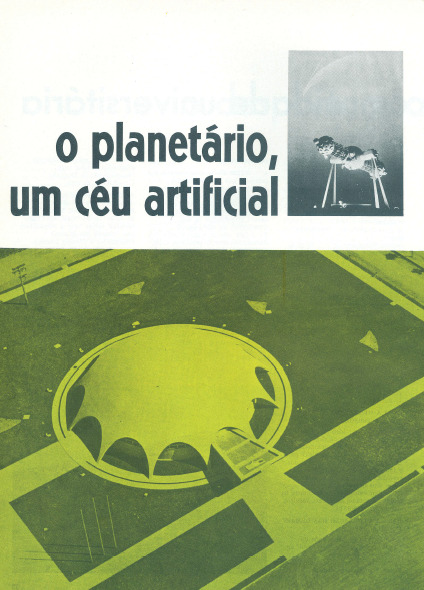 Reprodução do jornal Quero-Quero com foto amarelada do Planetário e manchete O planetário, um céu artificial