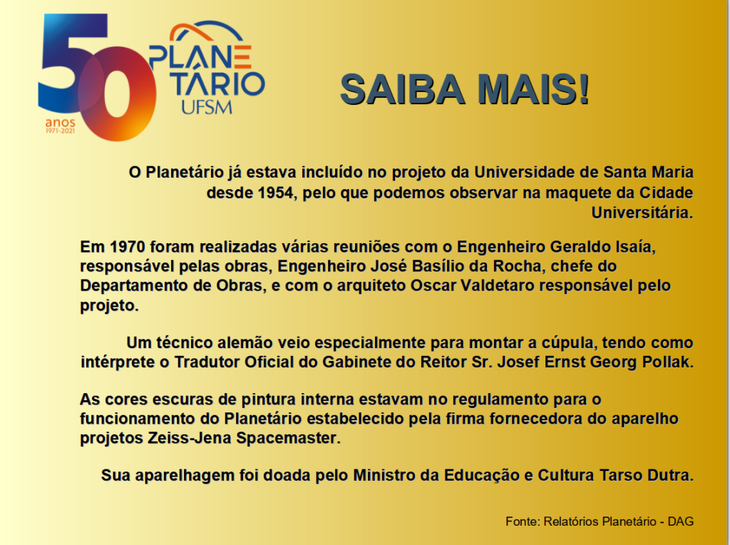 Card com texto sobre Saiba Mais Planetários do Brasil
