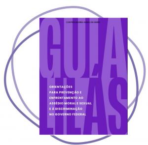 Capa do Guia Lilás, com texto escrito nas cores violeta e lilás, em caixa alta.