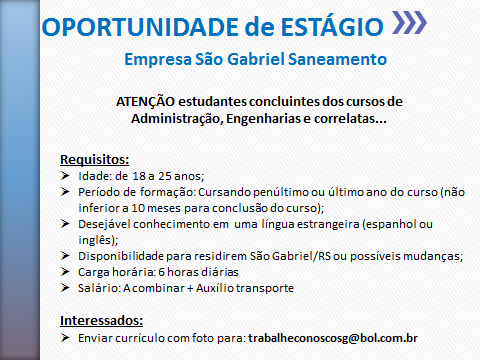 estagio empresa sao gabriel saneamento