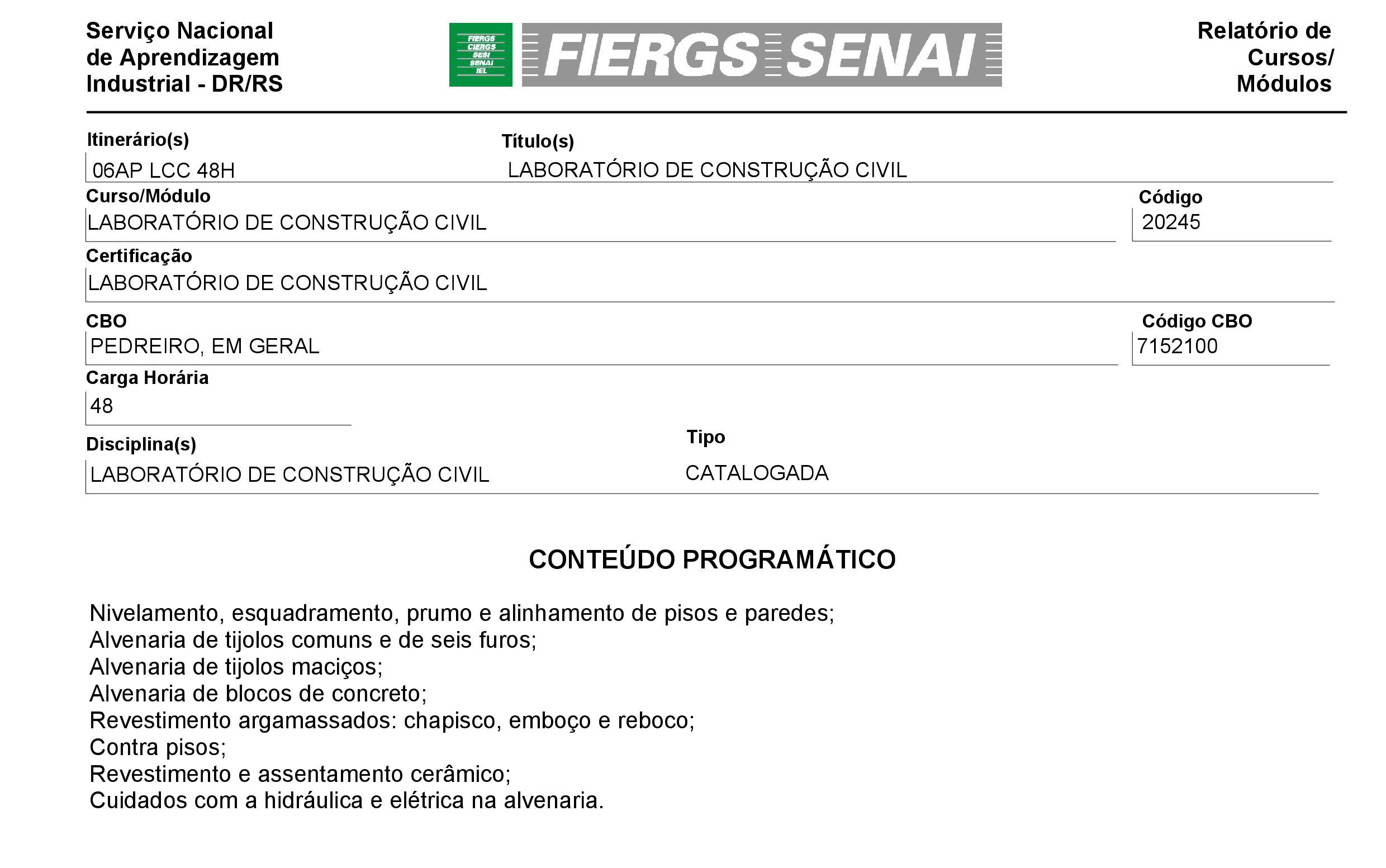 curso senai 2