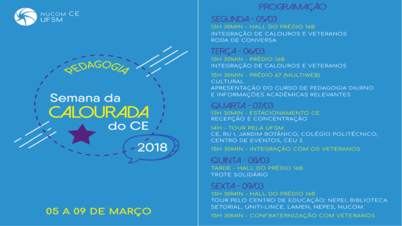 SEMANA DA CALOURADA PEDAGOGIA 2018