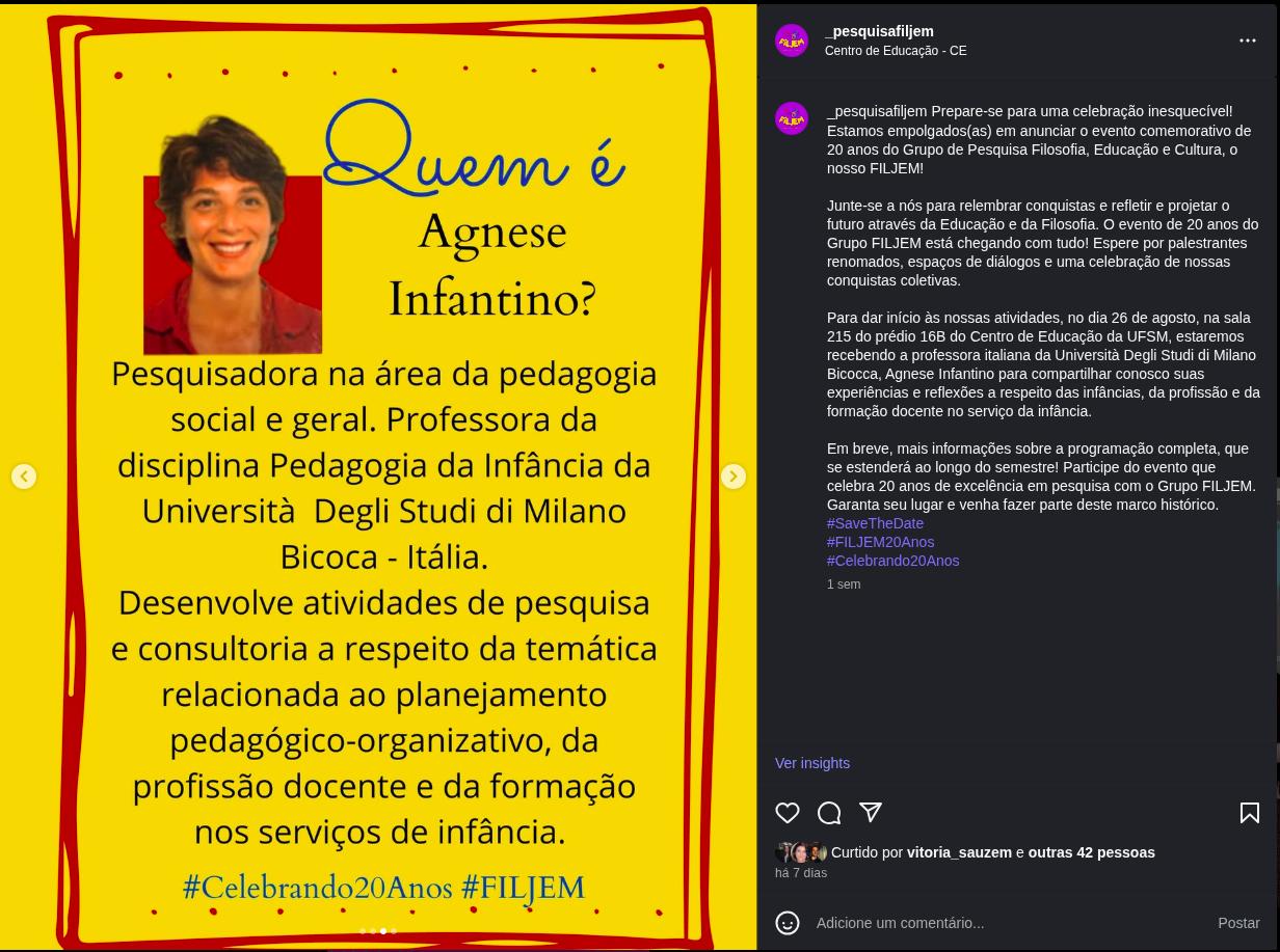 (reprodução da página do instagram do grupo )