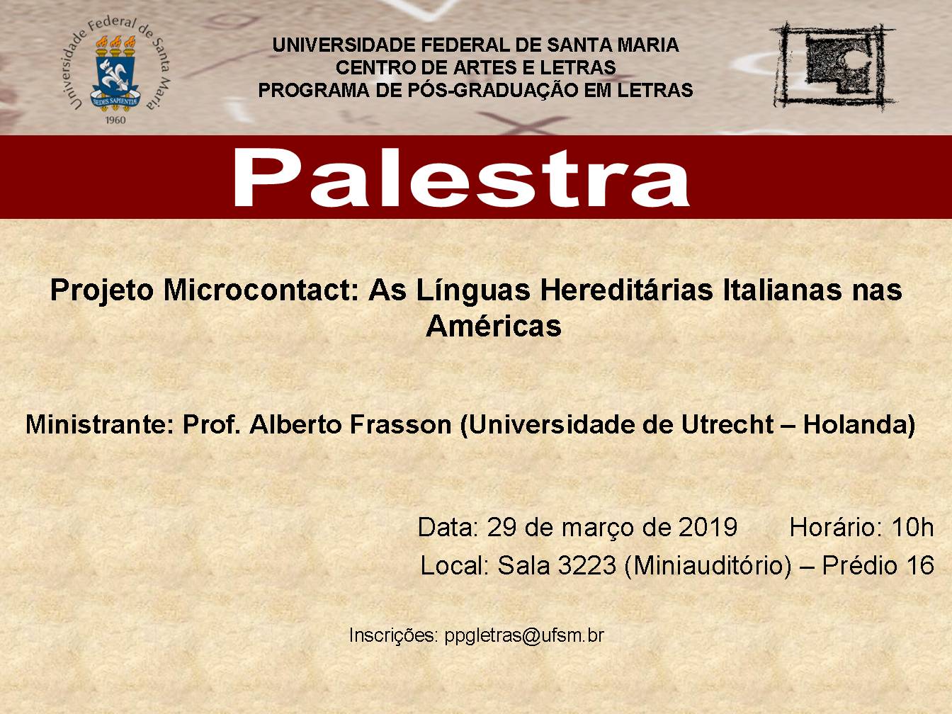 Cartaz - Palestra - Alberto Frasson