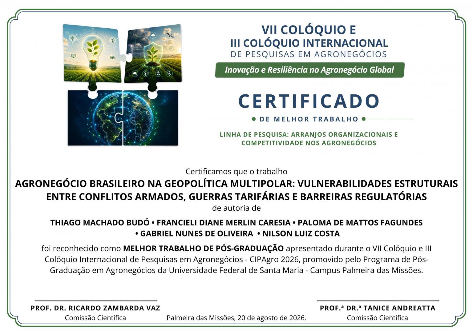 CERTIFICADO MELHOR TRABALHO - 3