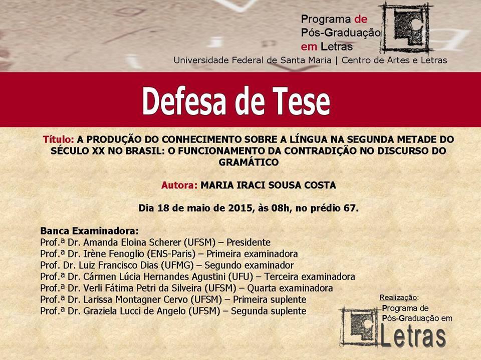 Defesa de Tese - Maria Iraci