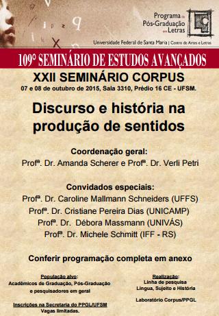 cartaz 109 Seminário e Estudos Avançados