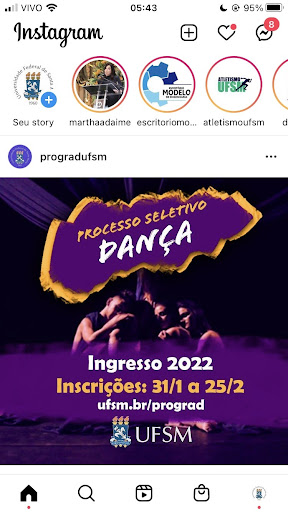 Tela do Instagram da UFSM