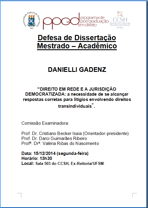Defesa de Dissertação – Programa de Pós-Graduação em Direito – Mestrado em  Direito