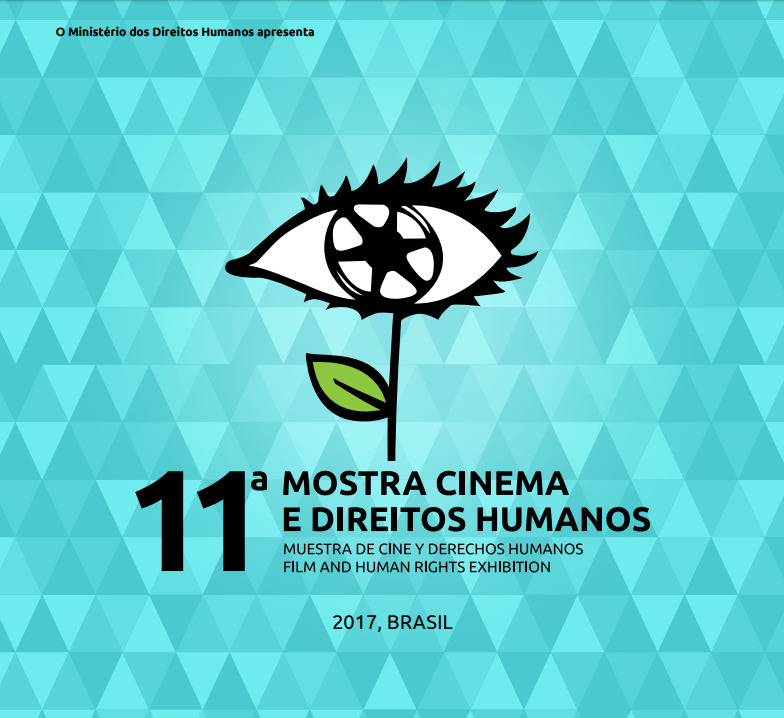 Audiodescrição: banner de anúncio da décima primeira mostra de cinema e direitos humanos. fim da audiodescrição