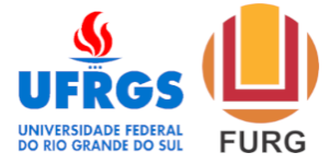 Logos das entidades apoiadoras do evento, da esquerda para direita Universidade Federal do Rio Grande do Sul (UFRGS) e Universidade Federal do Rio Grande (FURG).