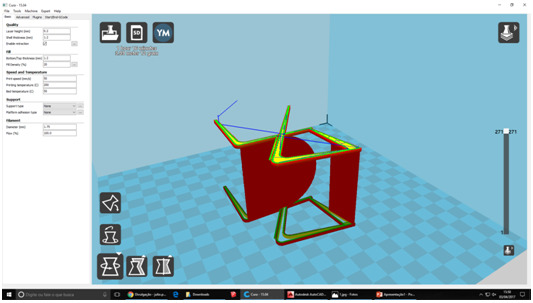 Etapa  2 - O modelo da cadeira  rotacionado e colocado na escala correta no software CURA